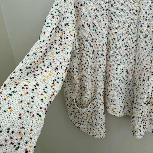 Francesca’s Mi Ami Colorful White Chenille Katie Confetti Long Cardigan - Picture 6 of 11